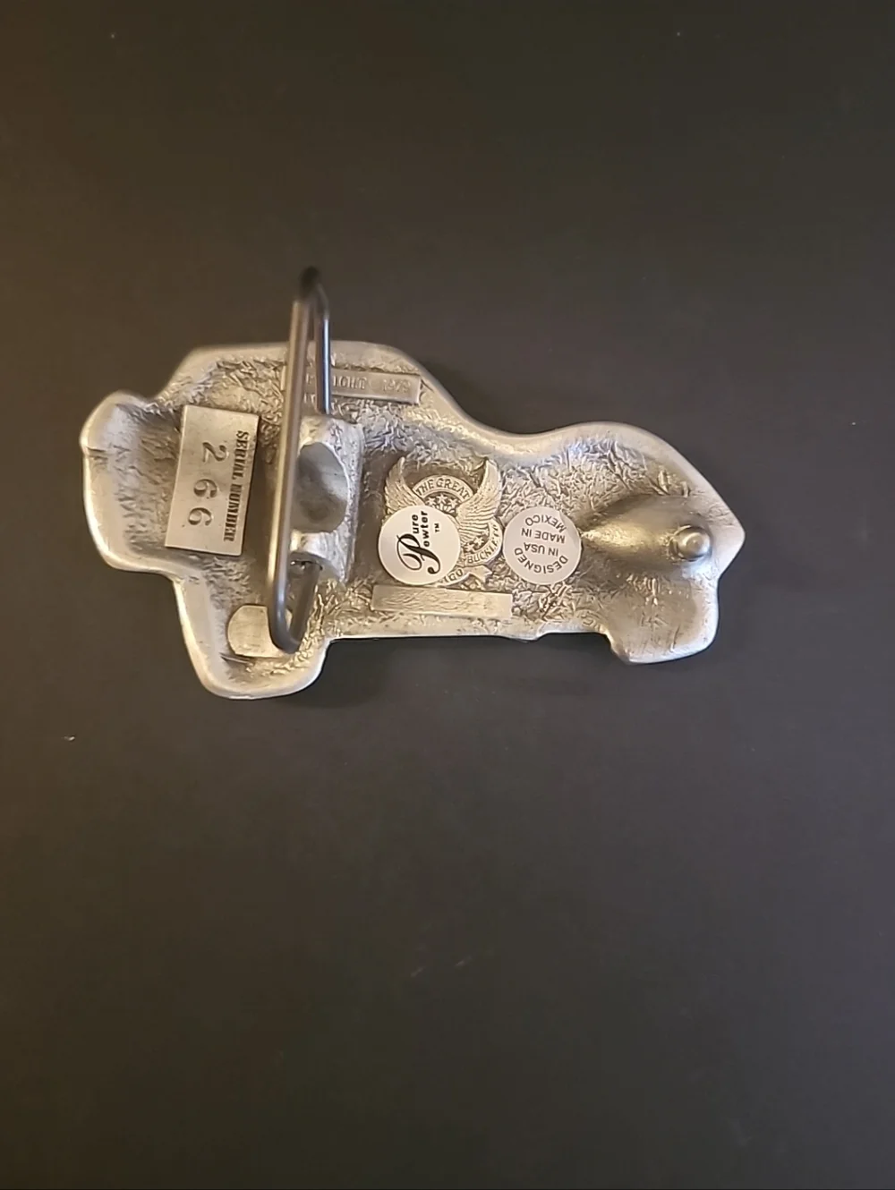 Vintage Corvette Belt Buckle, Pure Pewter, USA Design, S#266, Great Cond. 1979